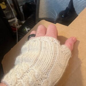 Cream Cable Knit Fingerless Gloves hand knit